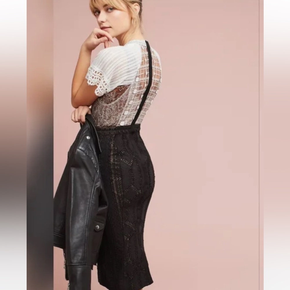 Anthropologie Black and White Lace Dress